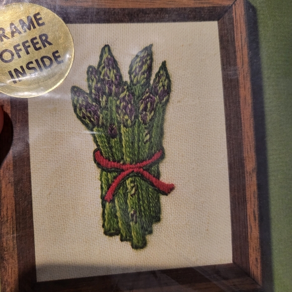 Jiffy Stitchery Embroidery Kit Photo Frame Brocolli Asparagus Crewel Mini Kits - Picture 5 of 6